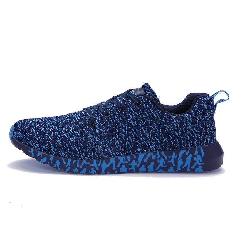 Weweya/Модная камуфляжная повседневная обувь из вулканизированной кожи; Мужская прогулочная Обувь На Шнуровке; унисекс; синие кроссовки; сетчатая пара обуви; размеры 47 - Цвет: Blue