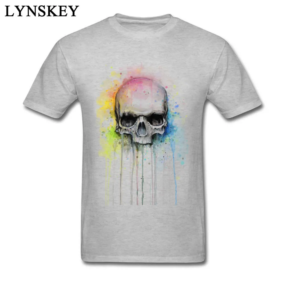 Rainbow Skull Watercolor_grey