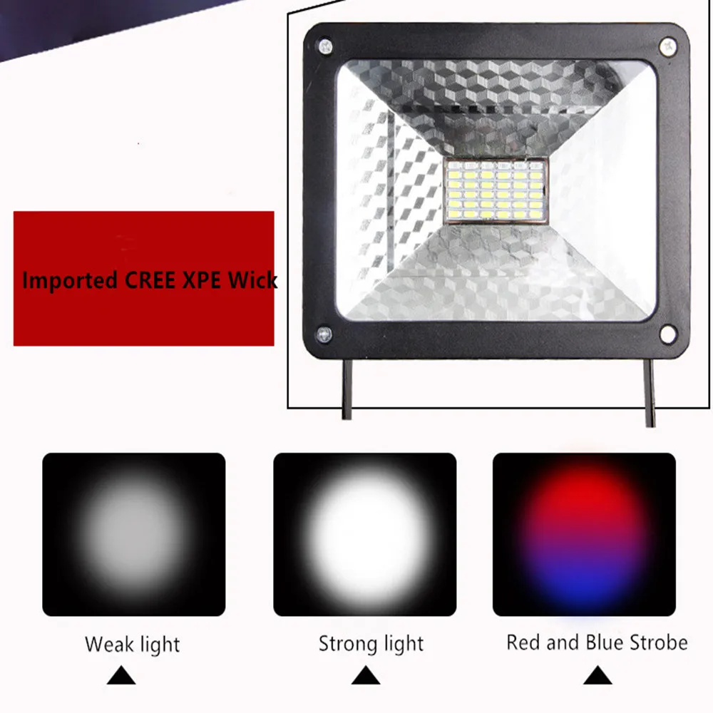 Мощный 50 Вт Светодиодный светильник-вспышка 36 светодиодный светильник красный/белый/синий светильник для наружного кемпинга Рабочая лампа с 4 батареями 18650