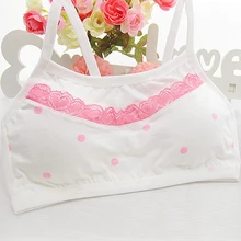 New Teen Girl Training Bras Cute Dots Cotton Comfortable No Rims Young Girls Bras Fine Shoulder Strap Vest Type Training Bras
