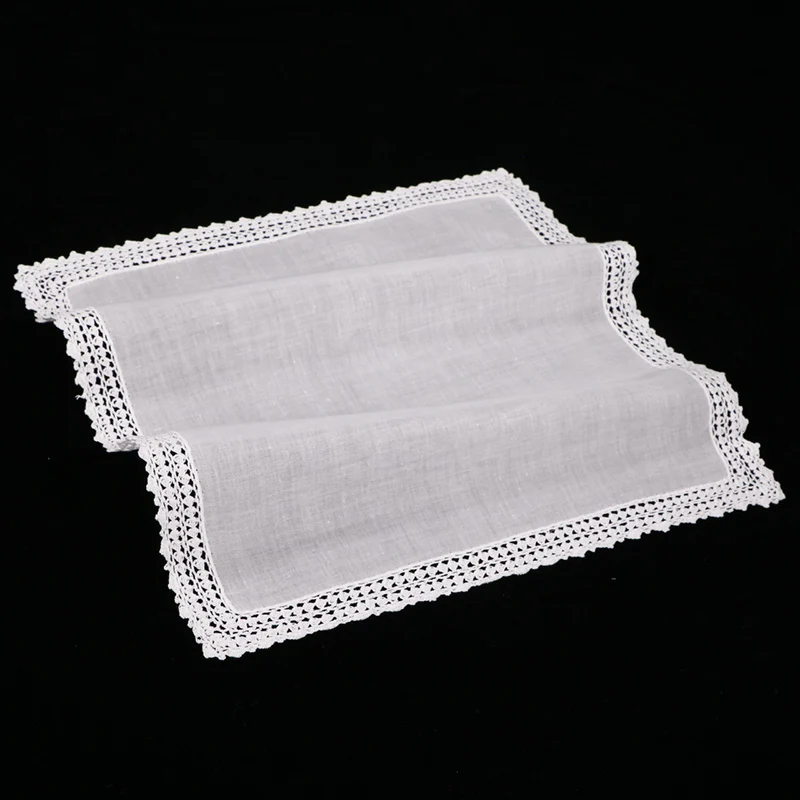  S001: 100% cotton hand crochet lace blank handkerchief/hankie for women/ladies wedding gift