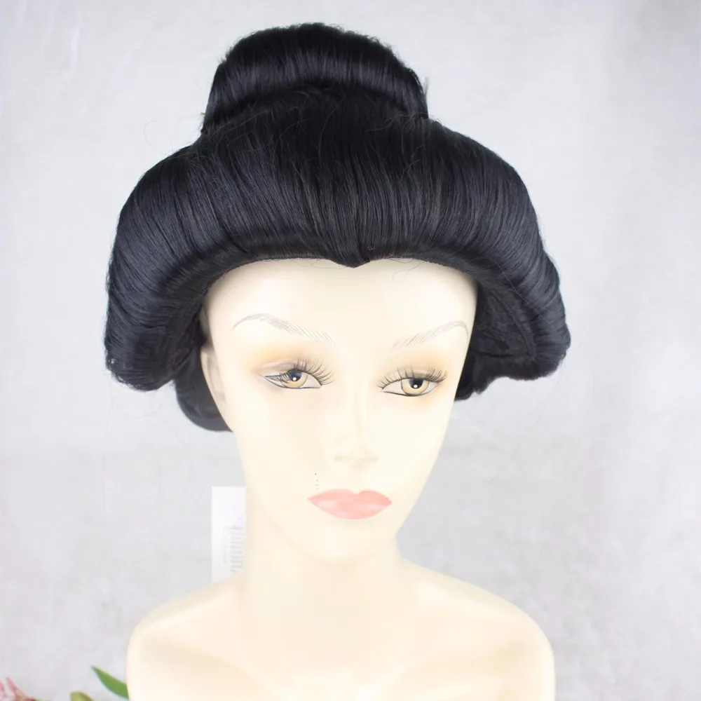 SHENGMEIYUAN Japanese Geisha black Hair wig High Temperature Fiber