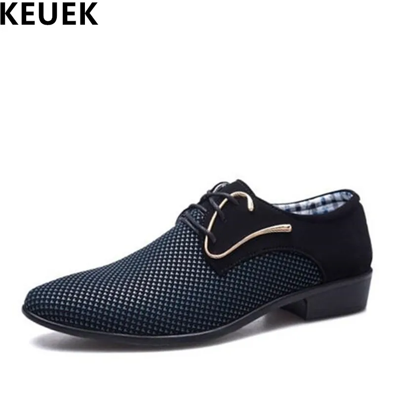 

Large size Fashion Men Oxford shoes Lace Up Pointed toe Casual leather shoes Spring Autumn Breathable Male Flats Derby Shoes 01B