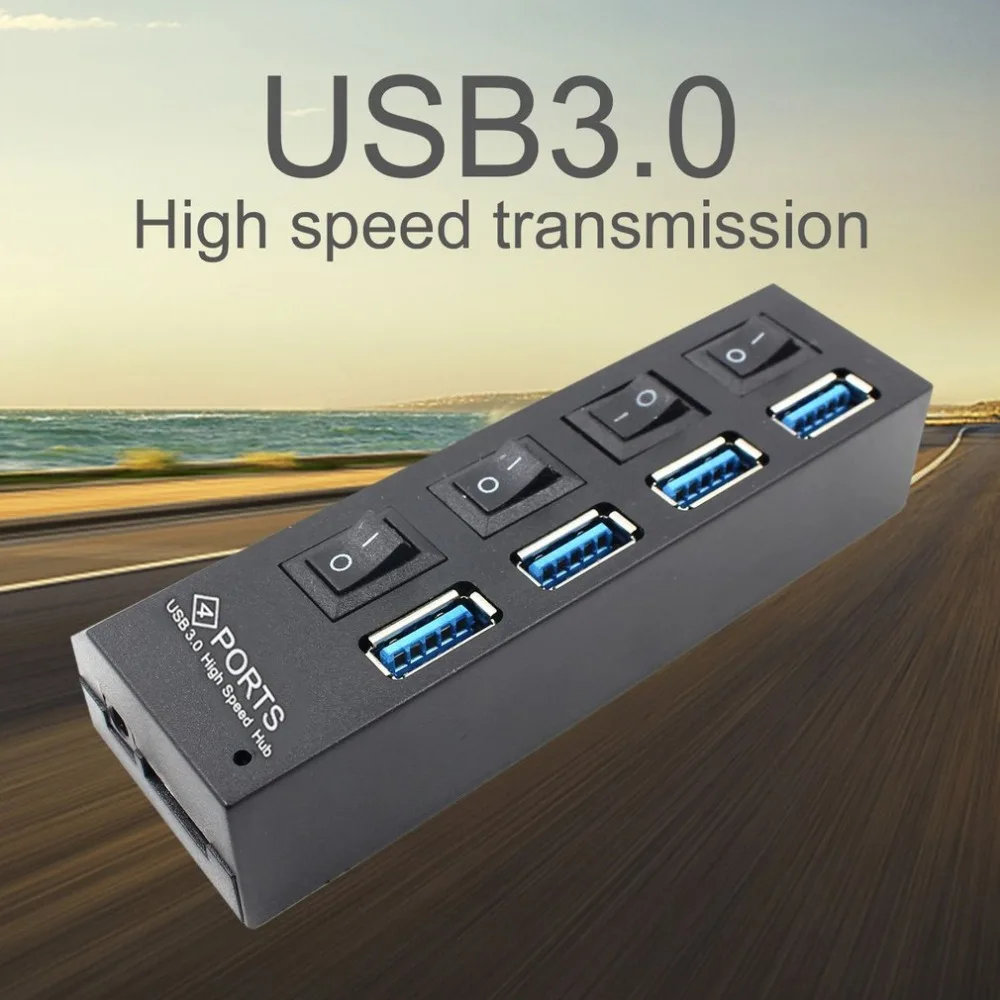 Новейший usb-хаб высокоскоростной usb-хаб 3,0 с раздельными четырьмя портами компактный легкий адаптер питания концентратор с блоком питания