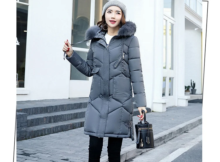Высококачественная теплая плотная женская зимняя куртка с меховым капюшоном, хлопковое Женское пальто, длинная парка, верхняя одежда, женские парки