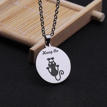 

Round Necklace Hang On Hand Stamped Mirror Style Choker Jewelry Cartoon Pattern Women Fashion Mini Pendant Gift Birthday