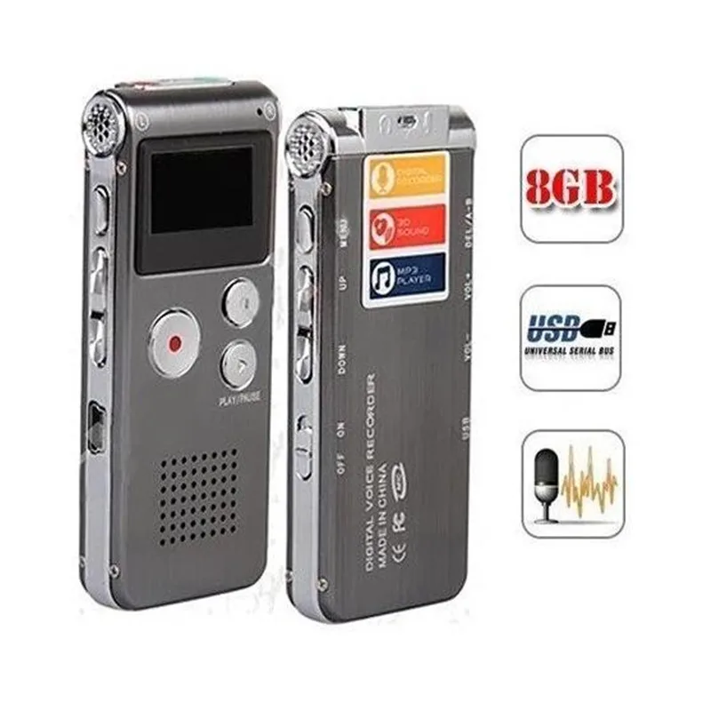 

8GB 30Hours Long Time Digital Voice Recorder 192KBPS Professional Audio Sound Recording Support Lin-in Telephone Record with MP3