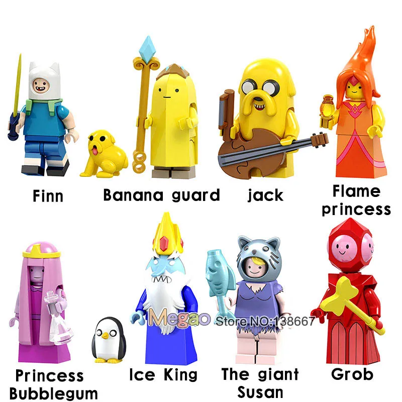 

Cartoon movie Legoing Adventure time Finn Banana guard Jack Flame princess Duke Party Figure building block toys for children