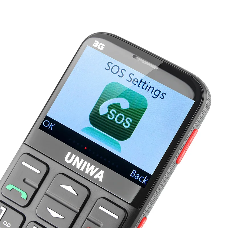 Uniwa V808G мобильного телефона 3G WCDMA кнопкой SOS 1400 мАч 2,31 "Экран старик фонарик сотовый телефон с фонариком