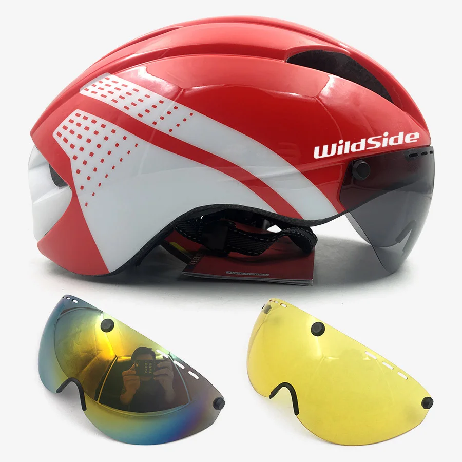 Велосипедный шлем дорожный Mtb интегральный Триатлон время-пробный велосипедный шлем Мужской скоростной гоночный шлем солнцезащитный козырек 3 линзы Aero очки для экипировки мужчин t - Цвет: color 8.1