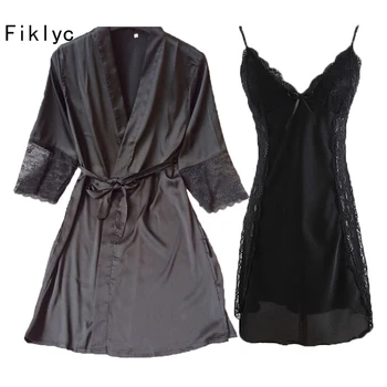 

Fiklyc brand sexy women's robe & gown sets bridesmaid robes gown sets lace robe women's sleepwear sleep suits night skirts hot