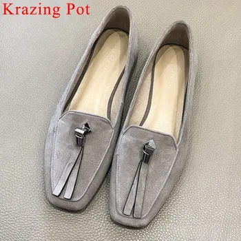 

2019 new arrival soft full grain leather classic square toe loafers vintage square toe buckle design holiday driving shoes L08