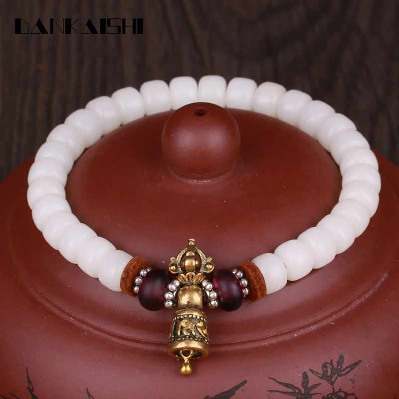 Dankaishi White Bodhi Root Hand String Beads Vintage Beaded Bell Strand