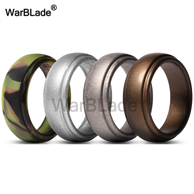 WarBLade New Food Grade FDA Silicone Rings Men Wedding Rubber Bands Hypoallergenic Flexible Antibacterial Silicone Finger Ring