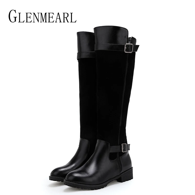 

Women Boots High Shoes Over The Knee Brand Long Boots Female Black Buckle Strap Winter Women Shoes Ladies Boots Plus Size DE