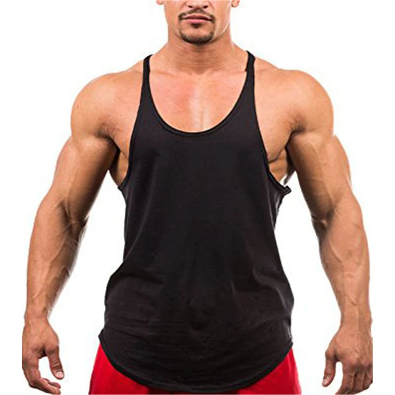 Muscleguys пустой Бодибилдинг Стрингер майка Мужская сплошной цвет Y обратно жилет
