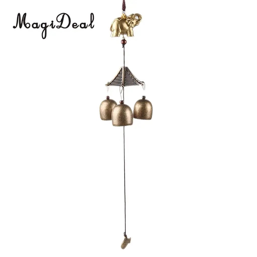MagiDeal Chinese Elephant Fish Metal Bell Lucky Feng Shui Hanging Charm Wind Chime Antique Windchime Copper Metal Wind Bell
