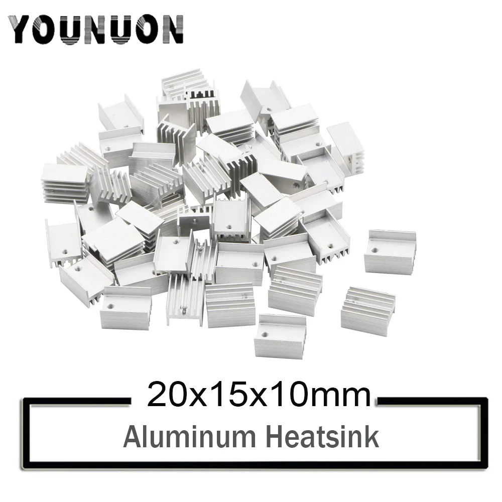 

10Pcs YOUNUON Silver Aluminium TO-220 Heatsink TO 220 Heat Sink Transistor Radiator TO220 Cooler Cooling 20*15*10MM