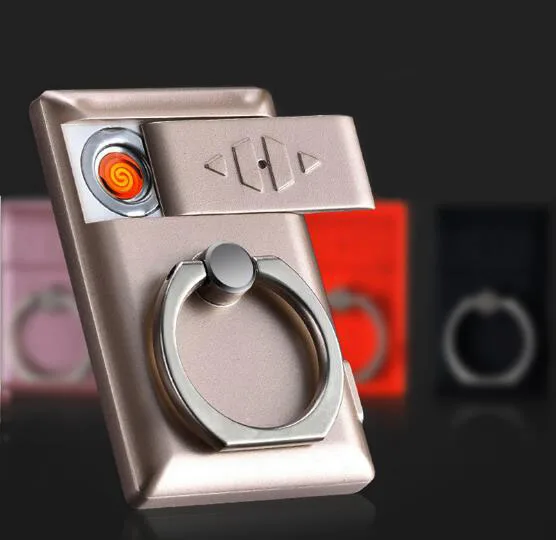

Creative ring USB charging lighter, small personalized mobile phone bracket, electronic cigarette lighter, men and women gift