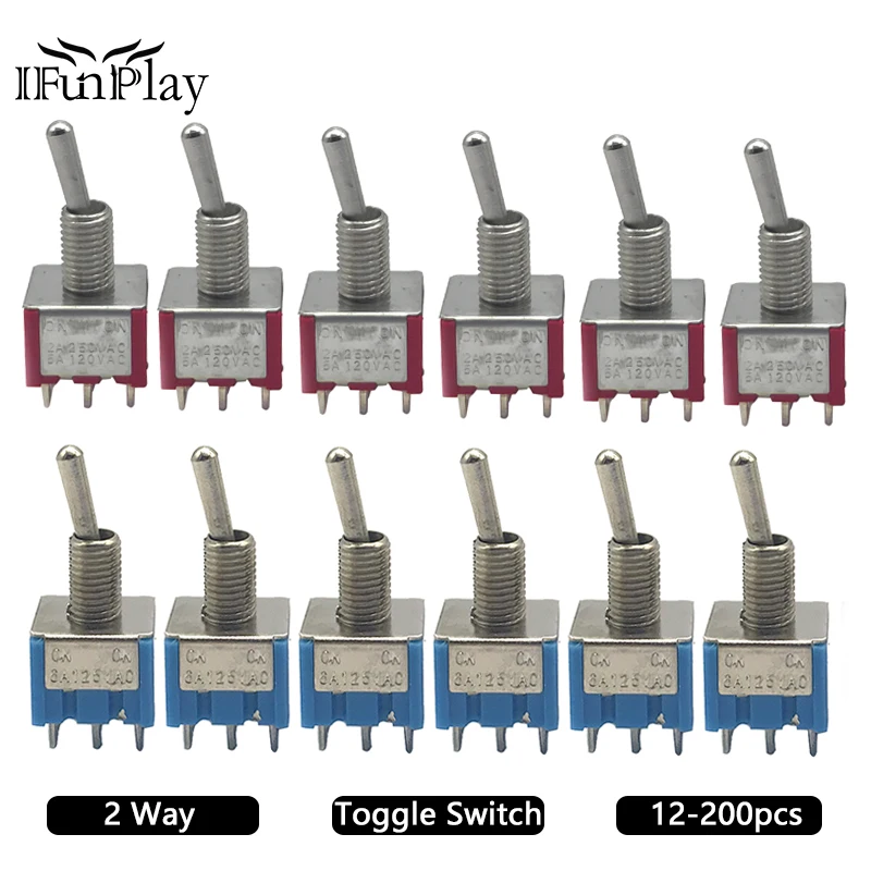 12Pcs Mini 2 Way Toggle Switch Electric Guitar Bass Switch 7 Key Guitar