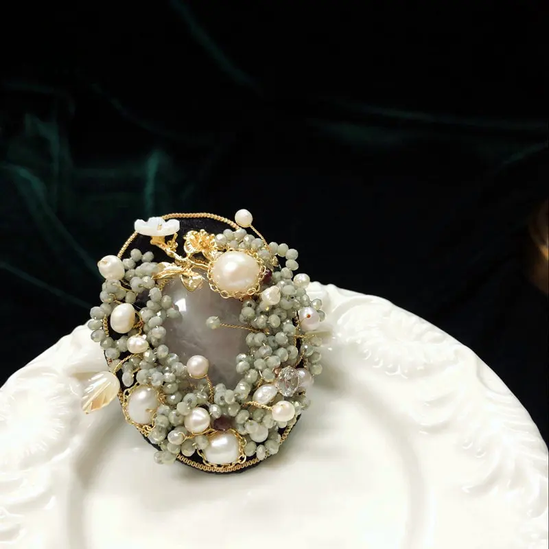 Beste SINZRY originele handgemaakte kunstmatige crystal broches natuurlijke zoetwater parel coiling vintage Broche pin voor vrouwelijke