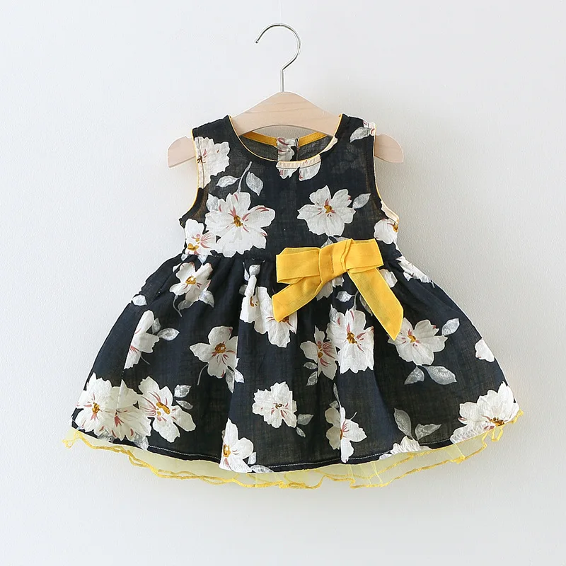 

Summer Black Dress Children Big Elegant Flowers Girls Dresses Little Princess Dress Baby Kids Party Wears Sweet Layered Dress