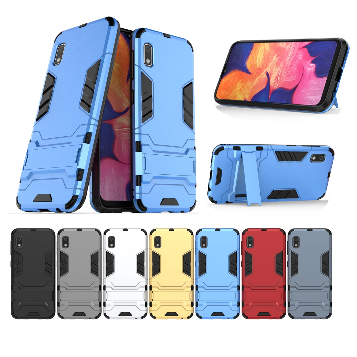 Smartphone Holder Stand For Samsung A10 e Case Rubber Armor Shockproof Hard PC Back Cover For Samsung Galaxy A80 A90 Cases Funda