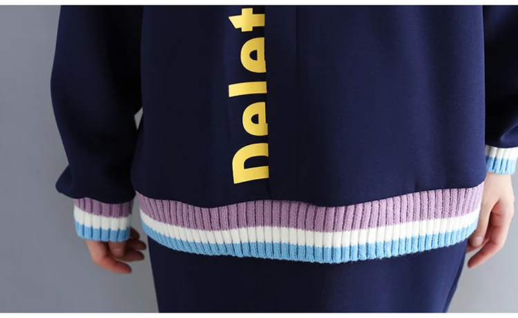 Women Autumn  Two Piece Tops and Skirts 2018 New  Fashion Casual Sweater Clothes For Female Plus Size Suits CH795 (8)