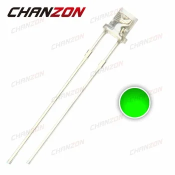 CHANZON 100pcs 3mm LED Diode Green Flat Top Light Transparent Wide Angle Clear Lens 20mA 3V DIY LED Light Emitting Diode Lamp