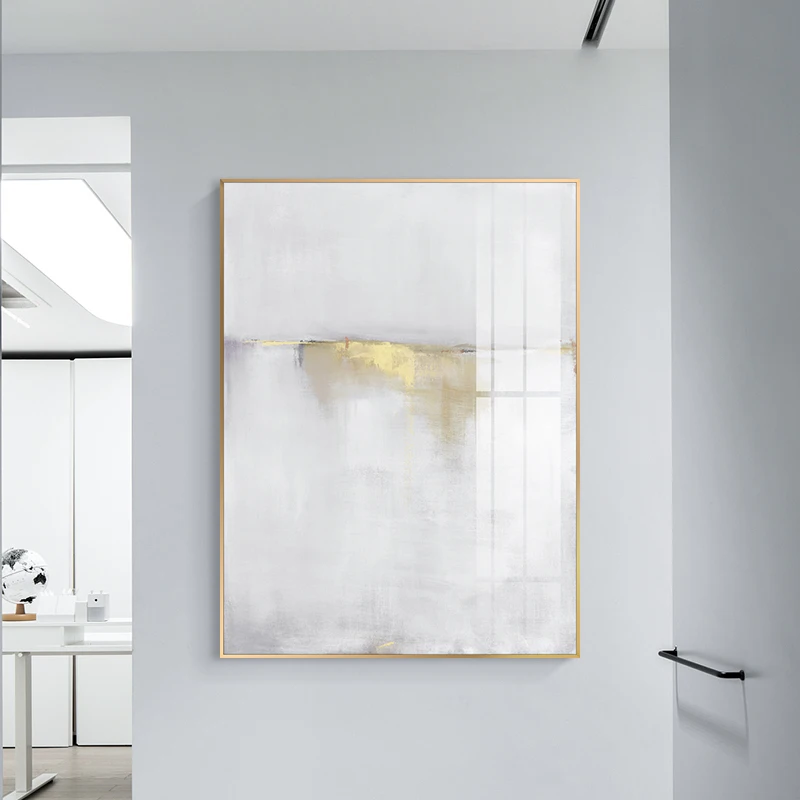 

Abstract White light gold Canvas Painting Posters Prints Minimalist style Wall Art Pictures For Living Room Bedroom Aisle Studio