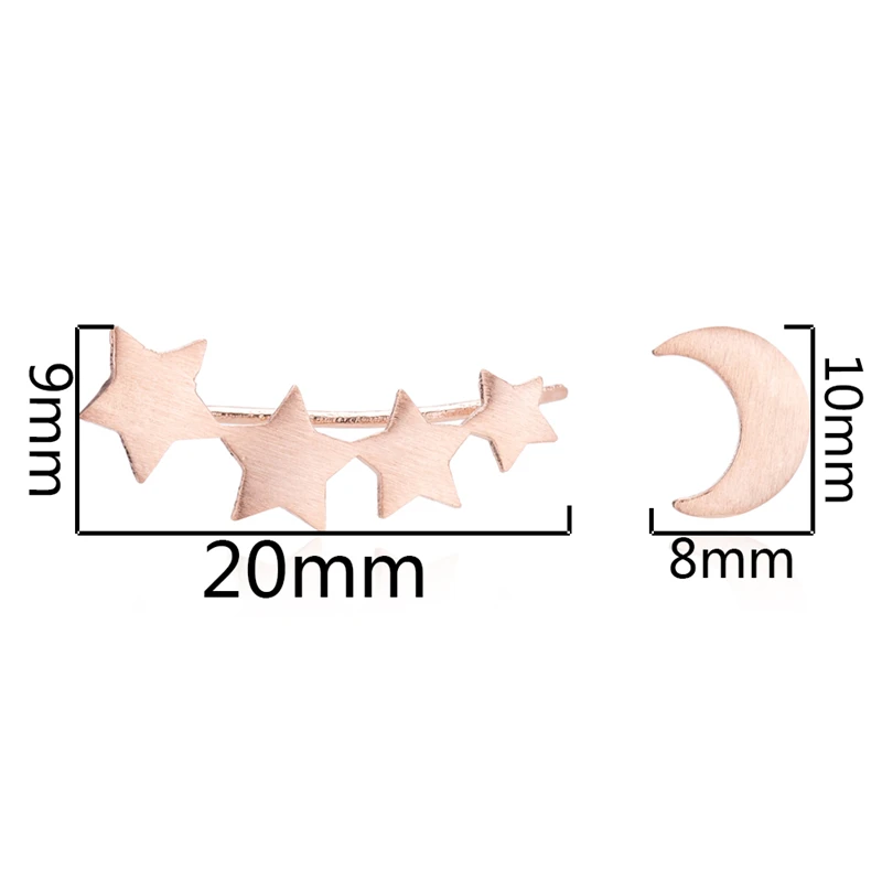 Yiustar Модные женские серьги в виде звезд и Луны, серьги-гвоздики в виде полумесяца и звезд для стрельбы, серьги для альпинизма, ювелирные украшения, подарки