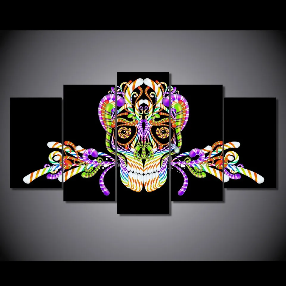 Wholesale 5 Panel Decorative skull Wall Pictures for Living Room