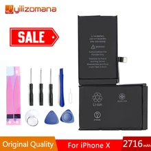 YILOZOMANA oryginalna pojemność baterii telefonu 2716mAh dla iPhone X akumulatorki zamienne z bezpłatnych narzędzi w opakowania detalicznego