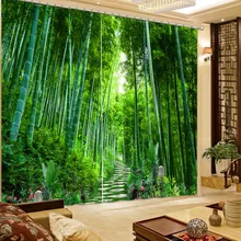 Красивые занавески для гостиной, 3d занавески, Заказные занавески, бамбуковый лес, пейзаж, дорожка, окно, Затемненные занавески