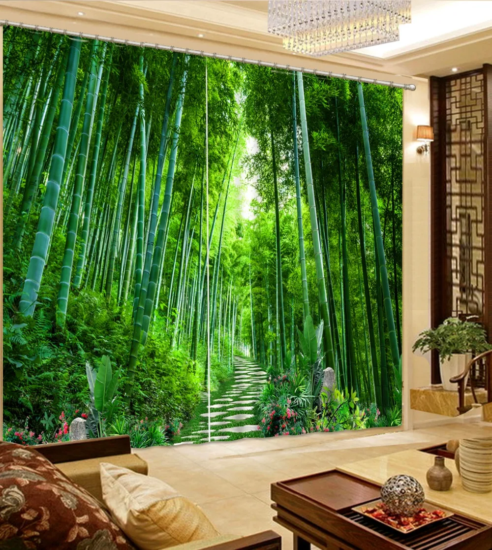 beautiful living room curtains 3d curtains custom curtains Bamboo