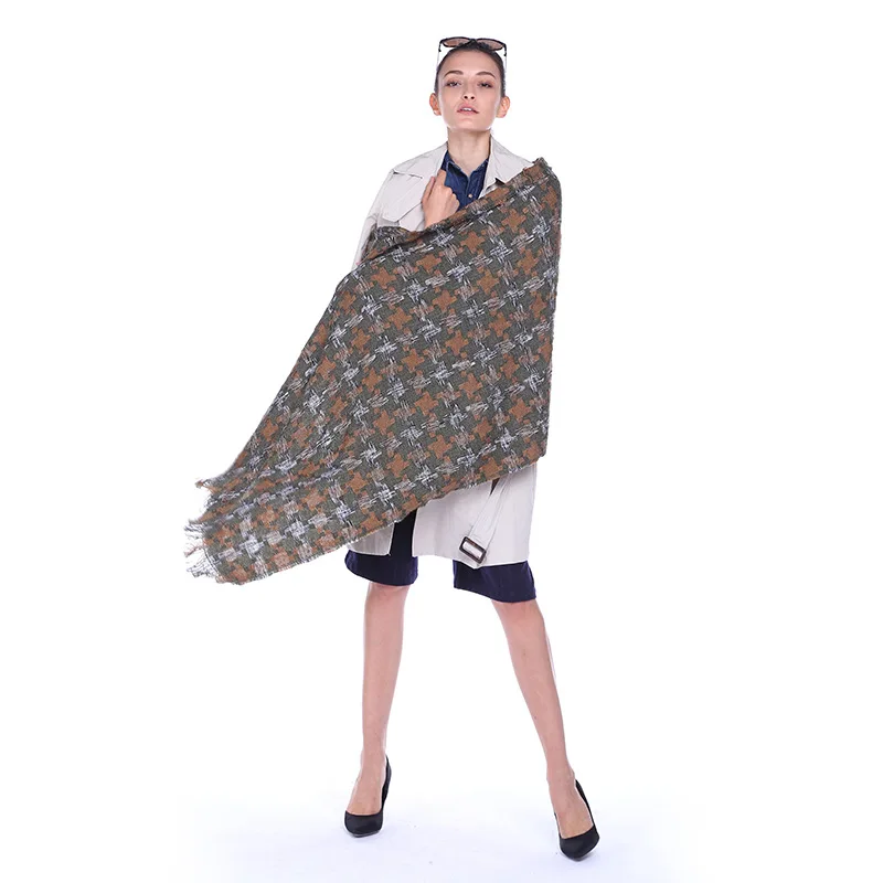 Дизайнерский женский шарф модные клетчатые зимние шарфы для дамские Шали Обертывания теплые пашмины