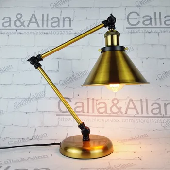 

Brass finished iron shade desk light with switch and plug study lighting E26/E27 UL/CE bronze night lamp for bedroom study room