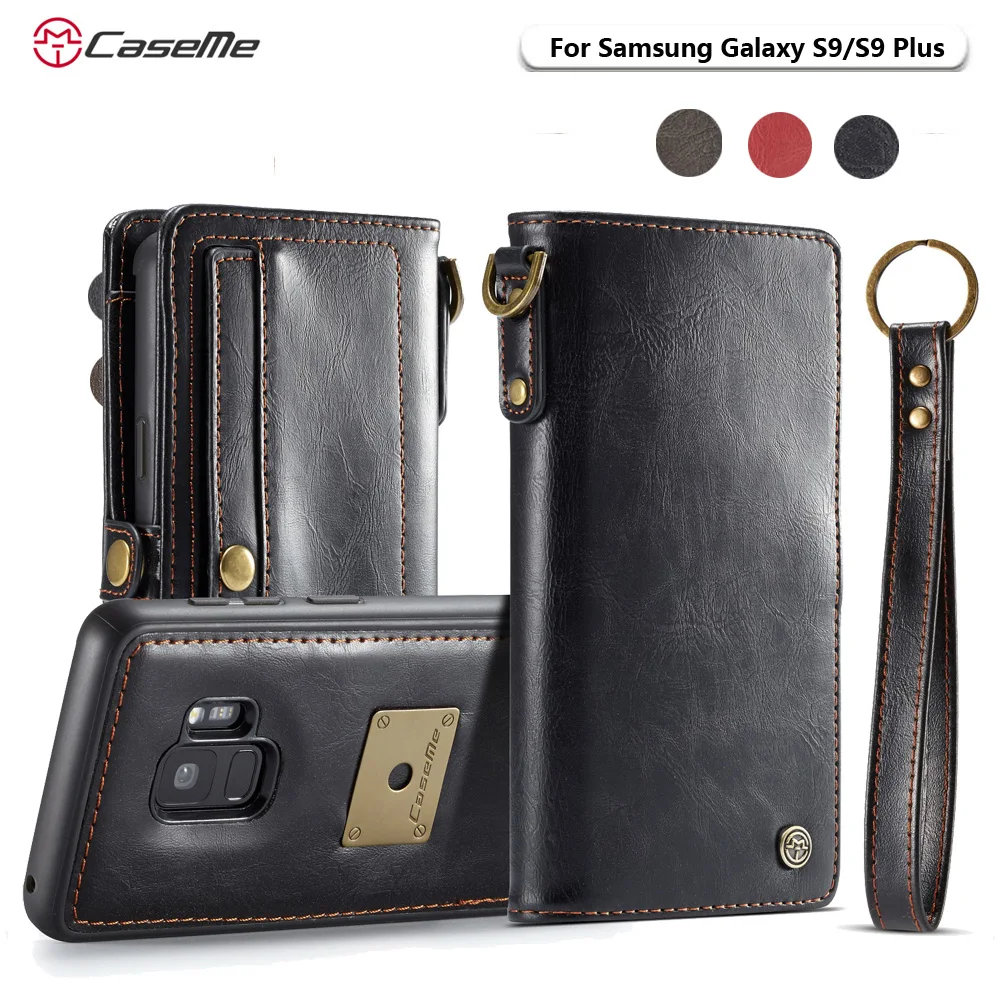 

CaseMe Phone Cases For Samsung S9 S9Plus Luxury Retro Qin Seires Multifunction Leather Wallet Card Pocket 2 In 1 Cover Back Case