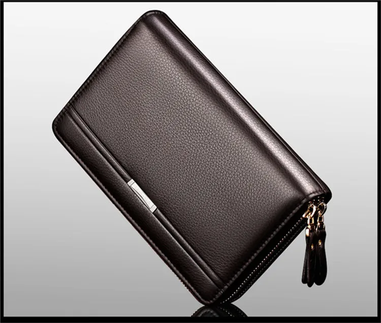 Large Wallet Purse Men wallet with coin pocket long zipper coin purse for men clutch business Male Wallet Double zipper Vintage