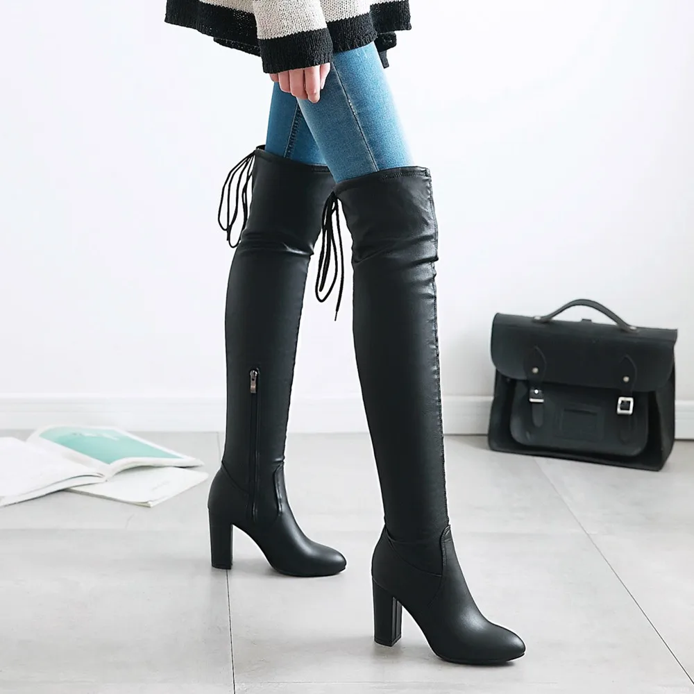 

KEBEIORITY Sexy Long Boots Female Fashion over the knee high heel boots Women Thin High Heel Pointed Toe All Match Women Boots