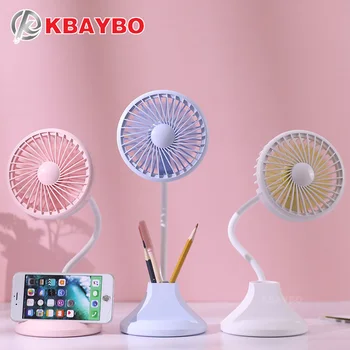 

Flexible USB Fan with Desktop Lamp Mobile Phone Holder Design 3 Speed Adjustable Cooler Mini Fan with Pen Case for Home or Offic