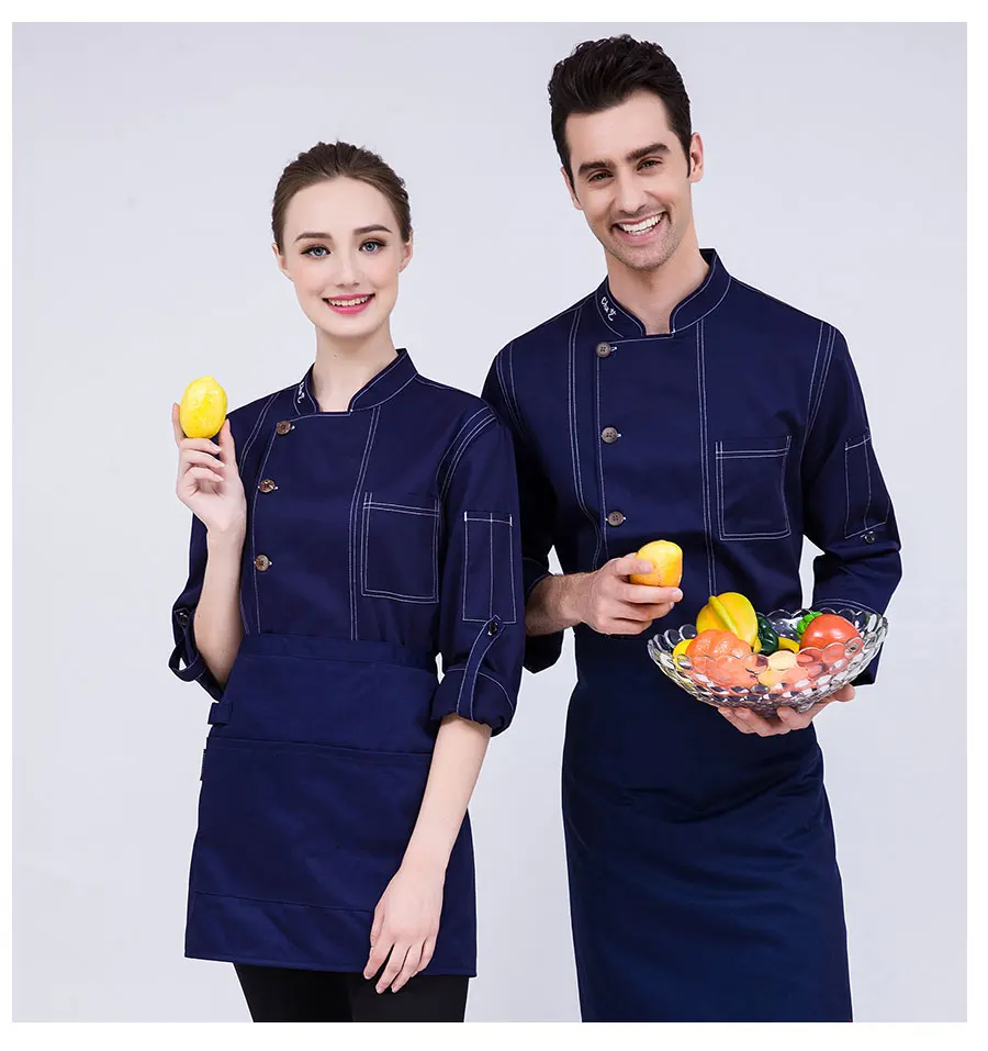 Новые высококачественные унисекс с длинными рукавами куртка повара униформа официанта Кук пальто Ресторан Кухня Для мужчин Для женщин
