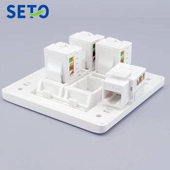 

SeTo 86 Type Four Ports RJ45 Cat5e Network Ethernet LAN Outlet Wall Plate Socket Keystone Faceplate