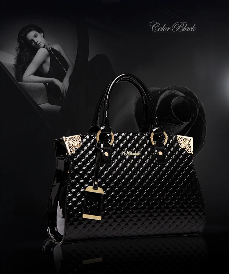 Women Genuine Patent Leather Handbags  