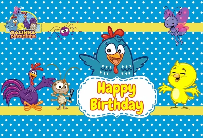 

galinha pintadinha happy birthday baby child photo background photography backdrops quality vinyl