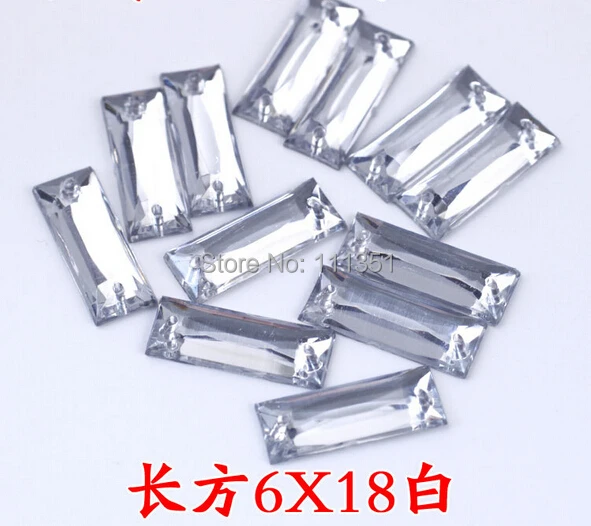 

1000pcs 6*18mm Rectangular Clear Crystal Bead Double Hole Flat back For Sewing Wedding Dress Shoes Craft Diy
