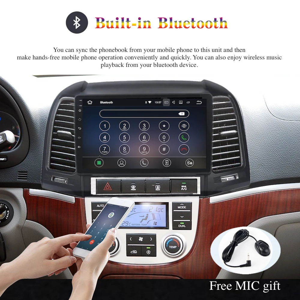 Discount Android 9.0 Car Radio 2 Din GPS Navi for Hyundai Santa Fe 2006 2007 2008 2009 2010 2011 PX6 DSP HD IPS 4Gb+64Gb RDS WIFI BT HDMI 7