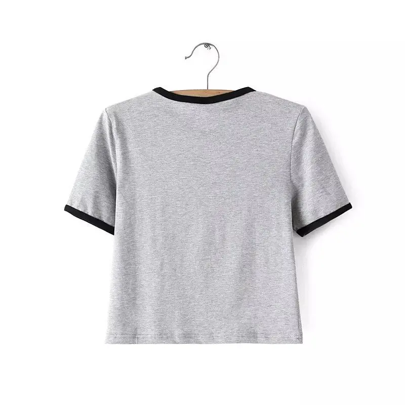 Letter Print Short Sleeve Tops 