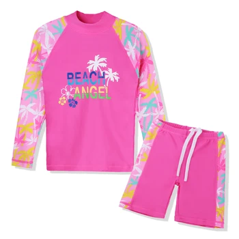 

Beach Wear Two Pieces Girls Swimsuit Kids Boys Long Lycra Swimwear Bathing Swim Suits for Children Swimming Suit Little Girl