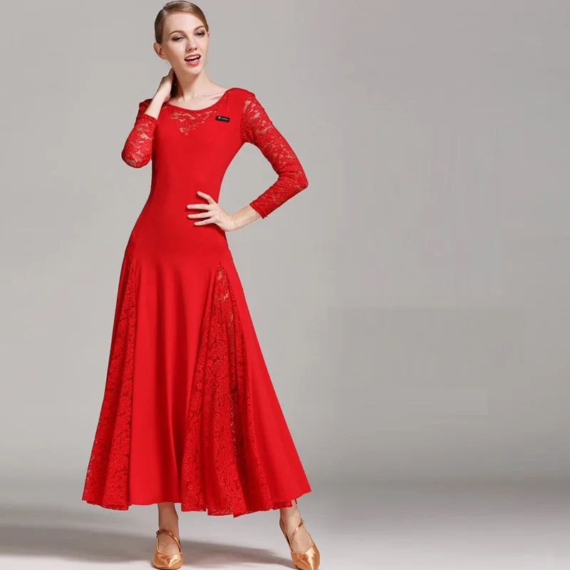4 Color Women Ballroom Dance Dress Standard Ballroom Dance Skirts Ladin Dresses Vestido De Formatura Waltz Lace Dress B-6192